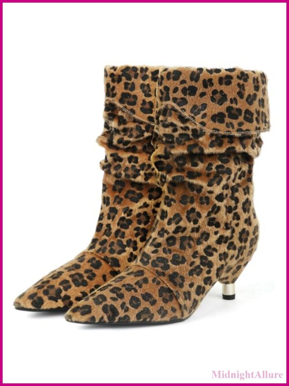 Slouchy Kitten Heel Ankle Boots Wide Calf Pointed Toe Slip On Booties